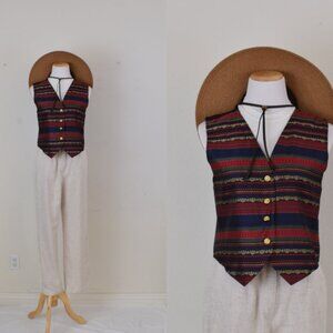 Vintage‎ Striped Polyester/Acetate Vest by Petite Sophisticate size Small